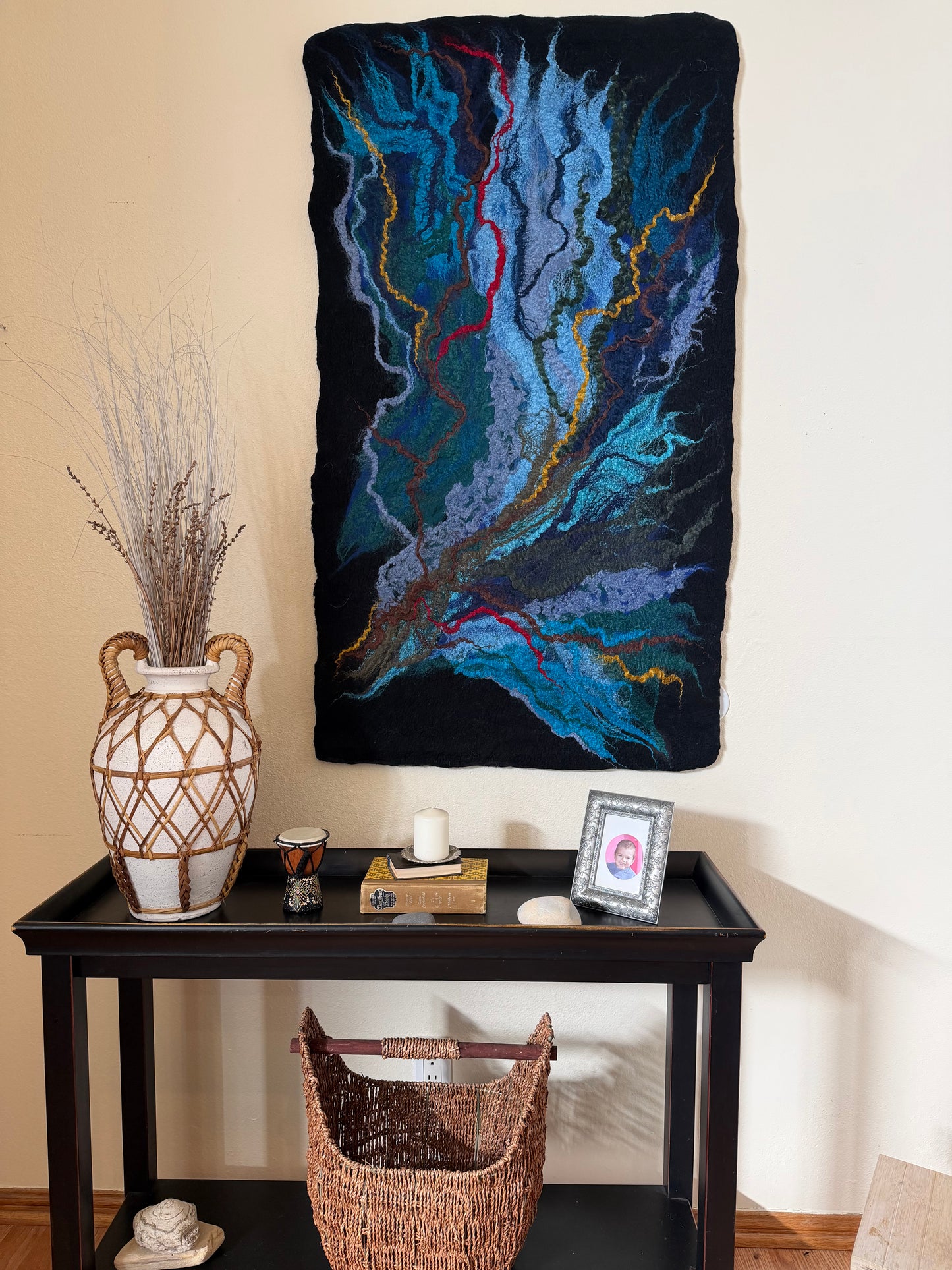 Nuno Felted Wool Wall Art: Boho Tapestry, Eco-Friendly Home Decor