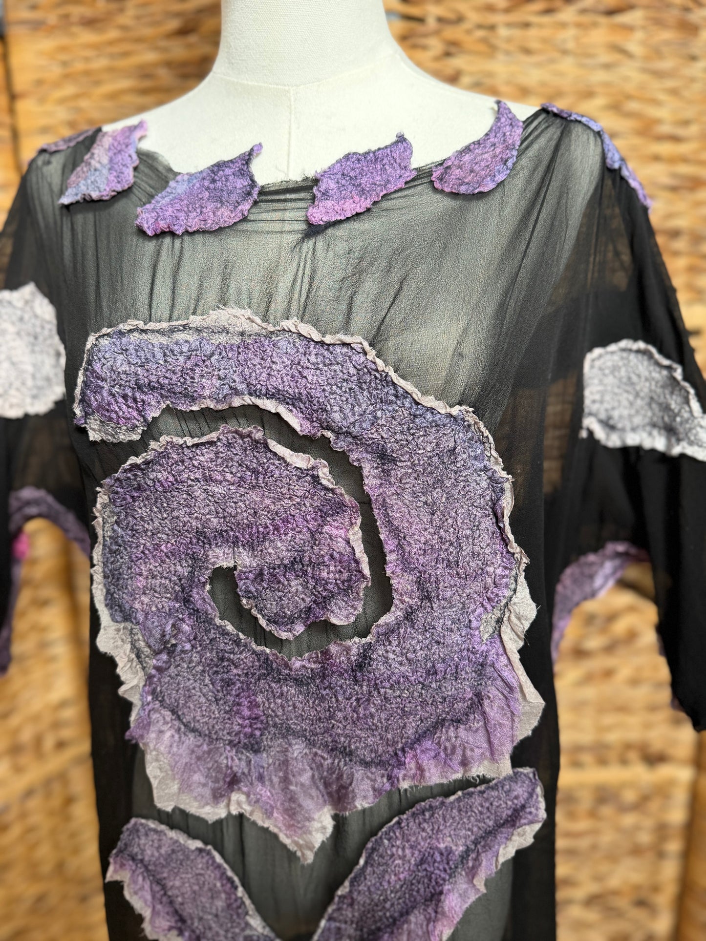 100% natural Handmade Nuno Felted Silk Merino Wool Bamboo Linen Tunic Top Vest Eco-Friendly Gauze Blouse One Size S-L
