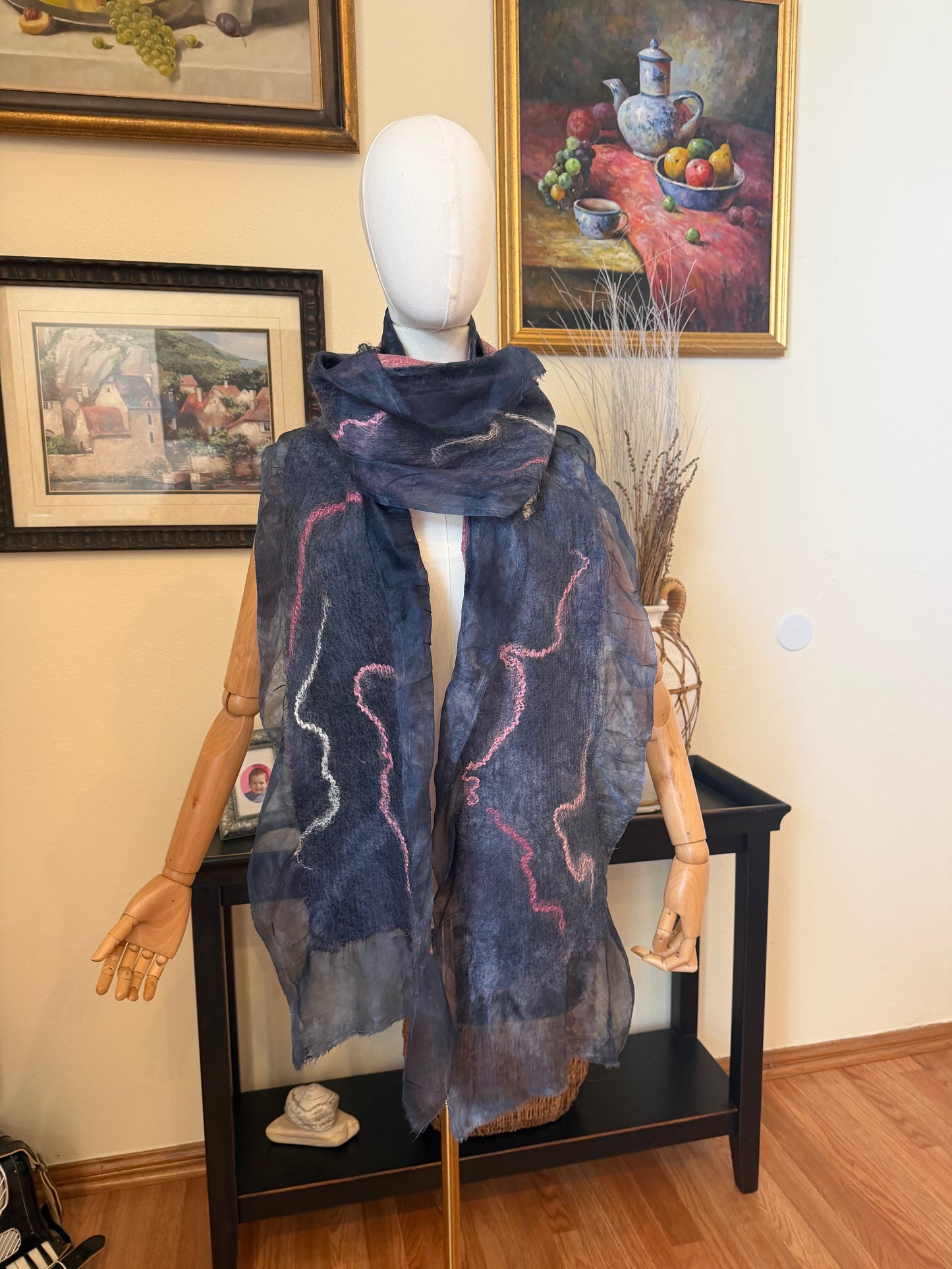 Silk and wool scarf