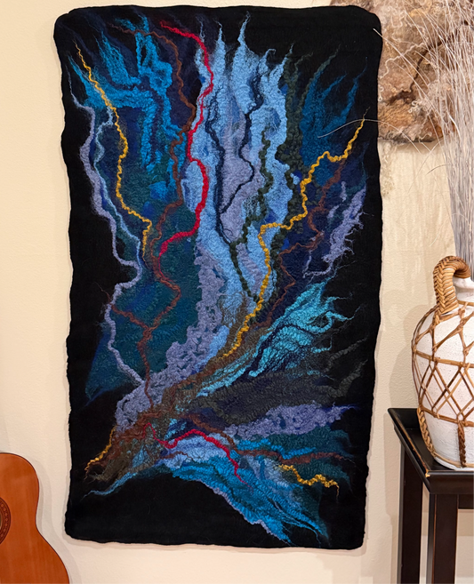 Nuno Felted Wool Wall Art: Boho Tapestry, Eco-Friendly Home Decor