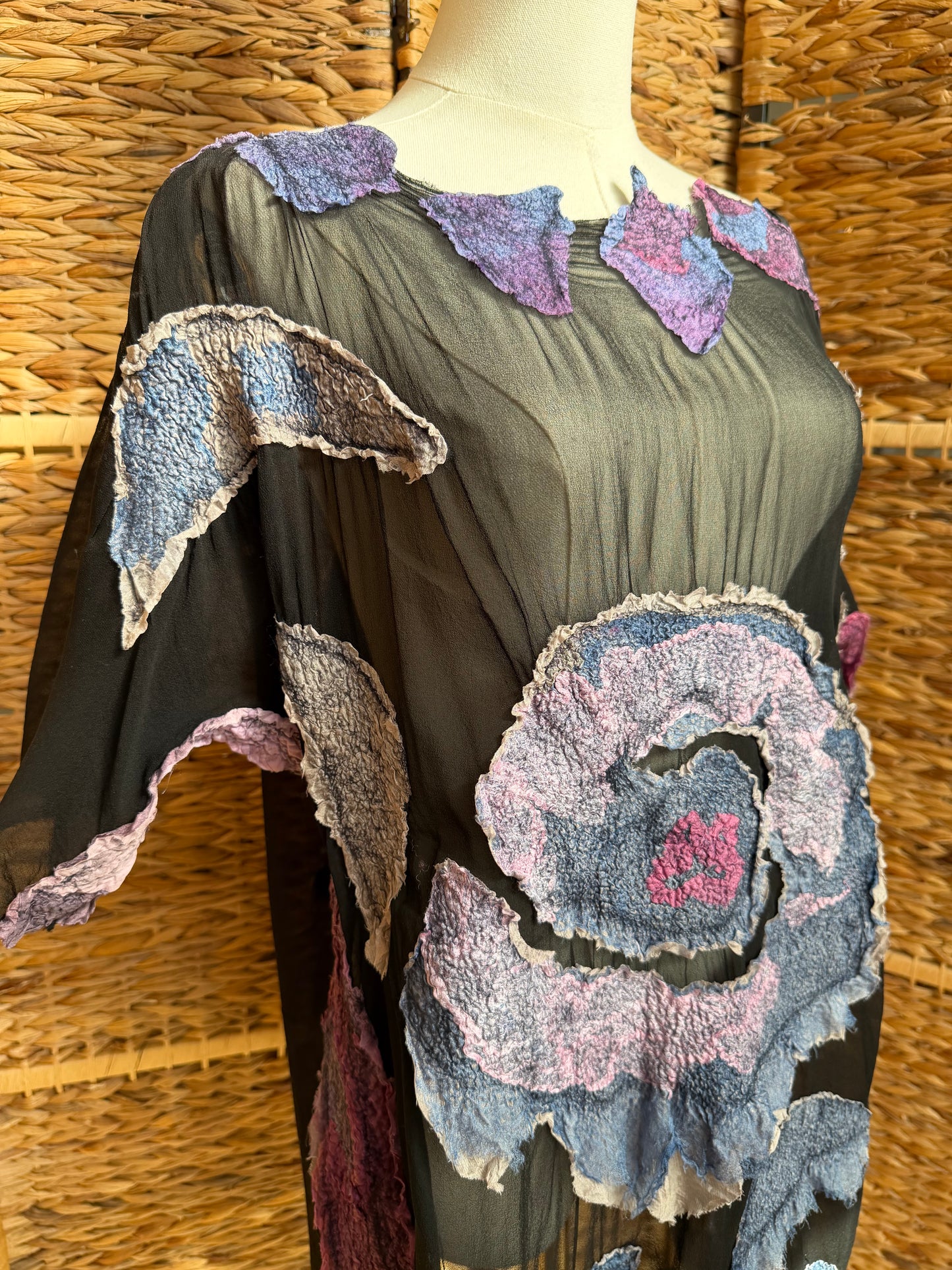 100% natural Handmade Nuno Felted Silk Merino Wool Bamboo Linen Tunic Top Vest Eco-Friendly Gauze Blouse One Size S-L