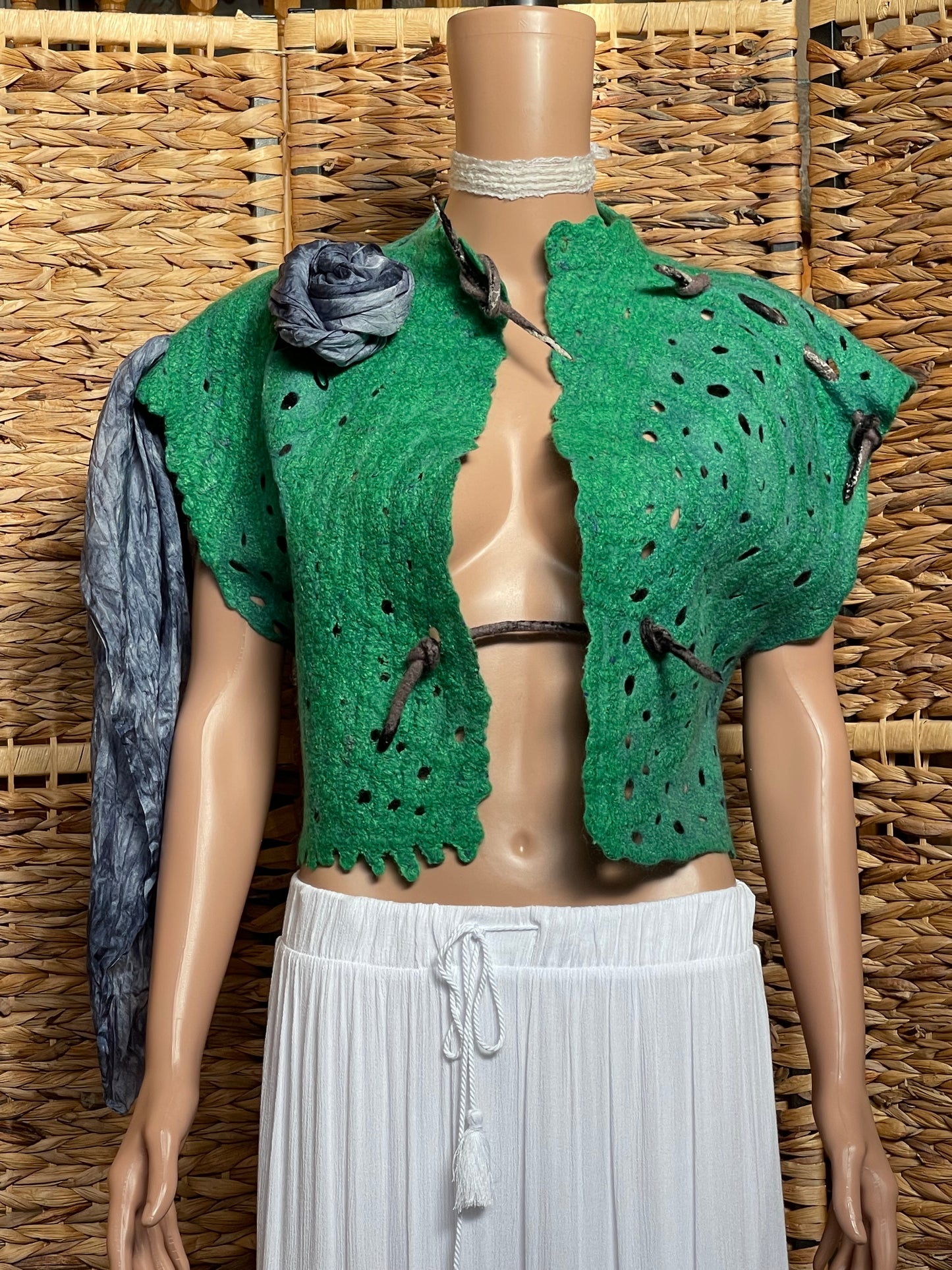 100% Natural Wool Silk Vest Eco-Fashion Top Handmade Nuno felt Wrap Two Sided Wearable Transformer Eco Friendly Bohemian Style Waistcoat One Size S-L