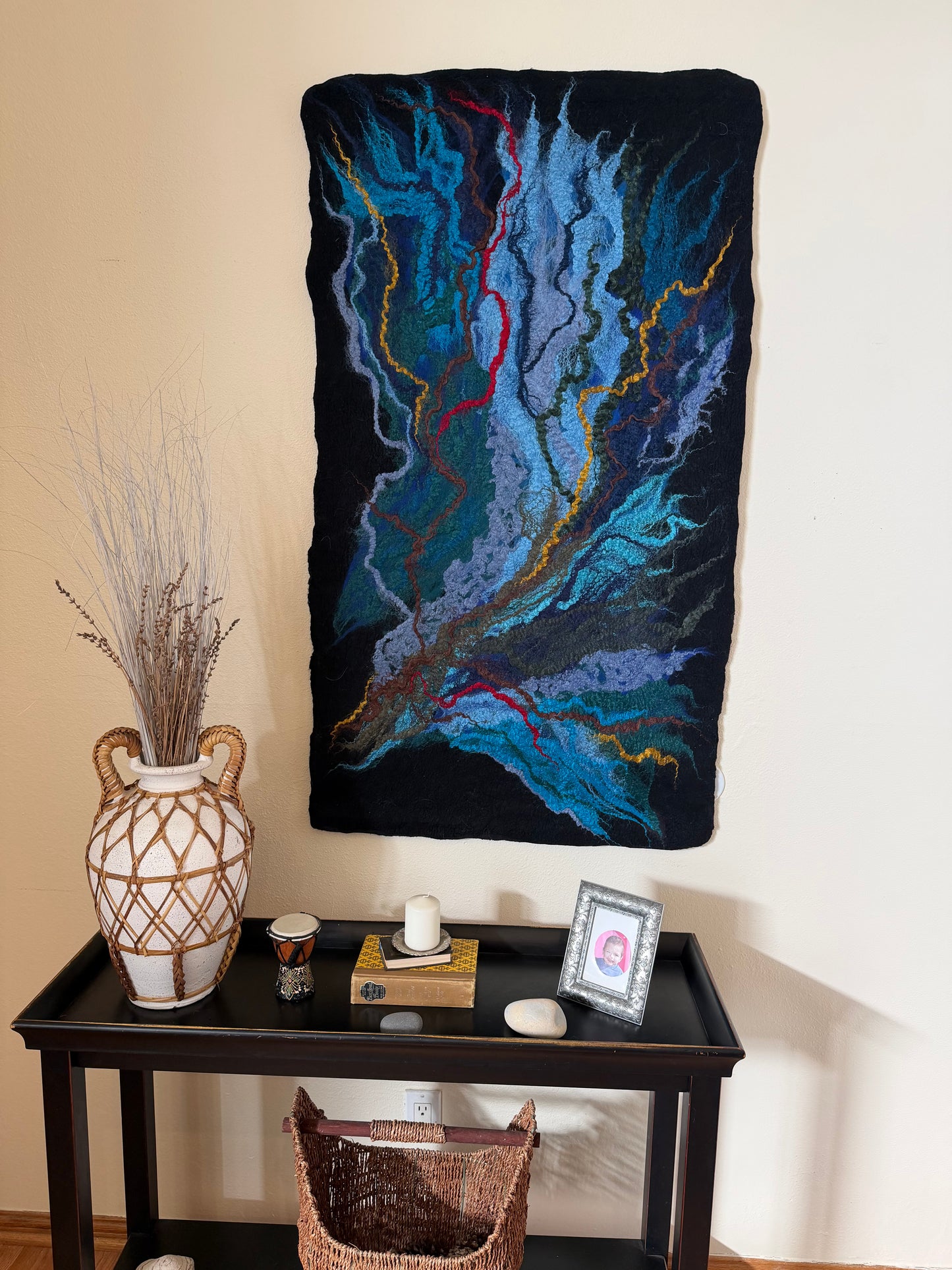 Nuno Felted Wool Wall Art: Boho Tapestry, Eco-Friendly Home Decor