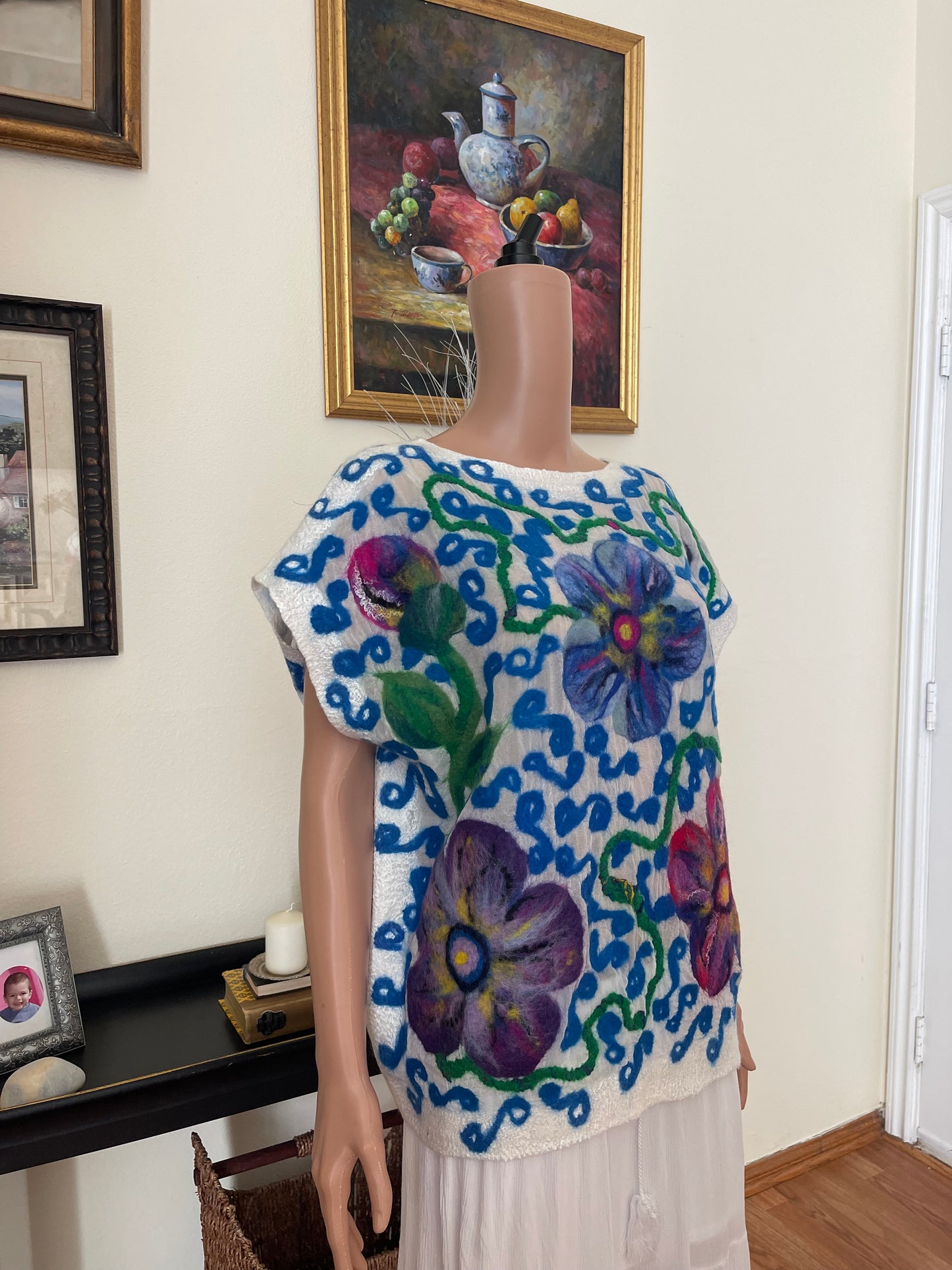 100% Natural Silk Wool Eco-Fashion Top Handmade Nuno Felt Vest Eco Friendly Blouse lightweight Gauze Silk Shirt Women Clothing Garment One Size S-XL