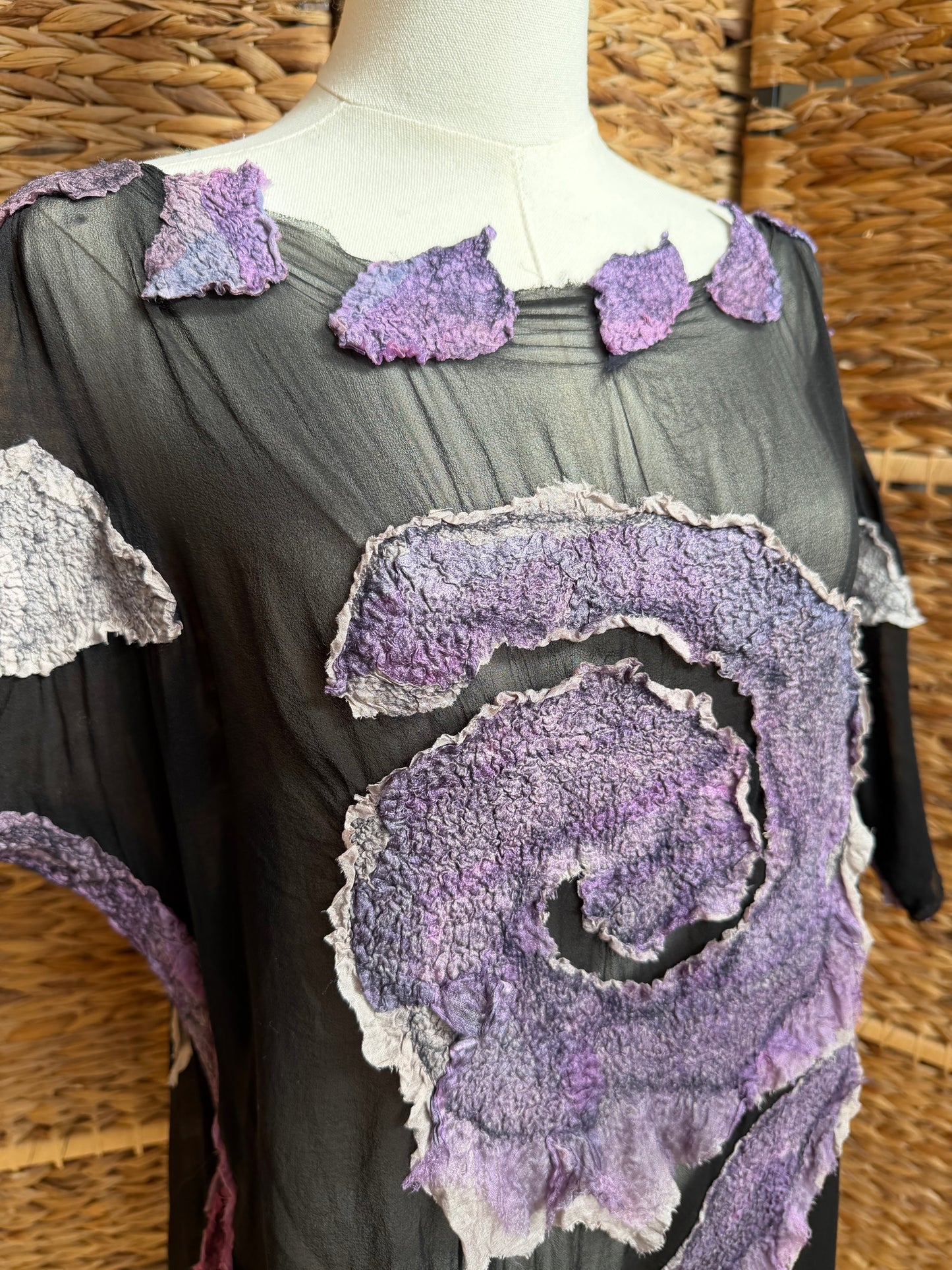 100% natural Handmade Nuno Felted Silk Merino Wool Bamboo Linen Tunic Top Vest Eco-Friendly Gauze Blouse One Size S-L