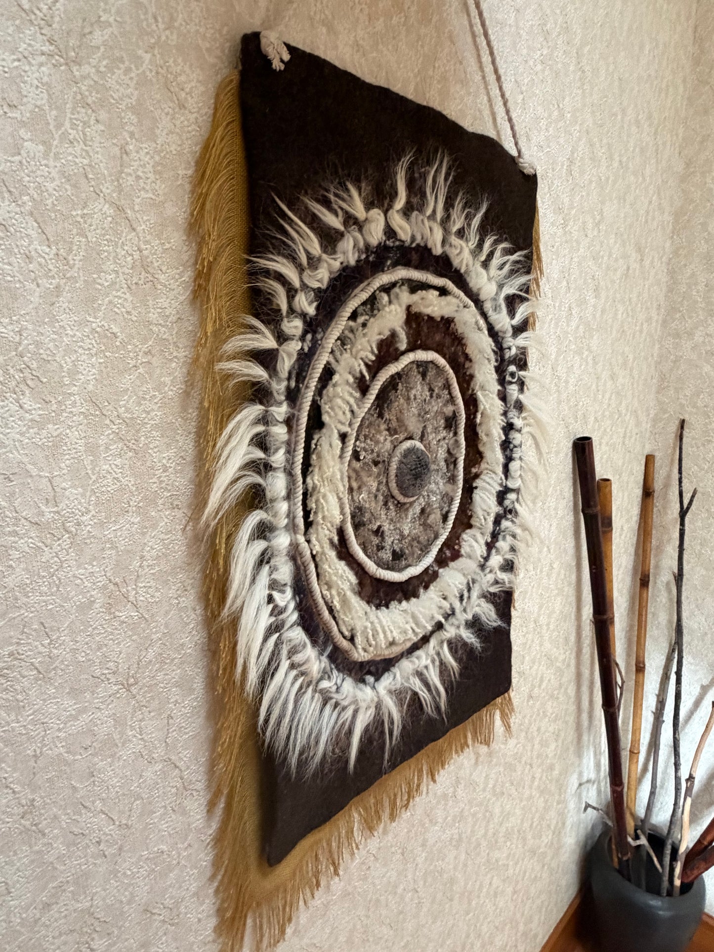 Nuno Felted Wool Wall Art: Boho Tapestry, Eco-Friendly Home Decor