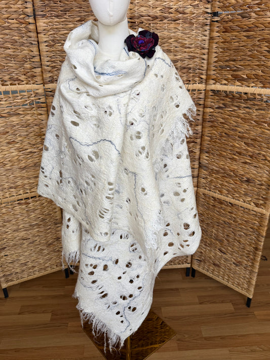 Silk merino wool bamboo linen wrap shawl scarf