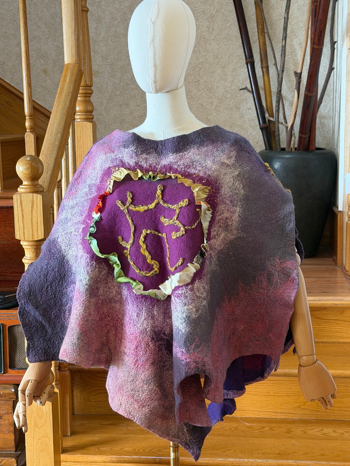 Merino wool and silk poncho top one size S-XL