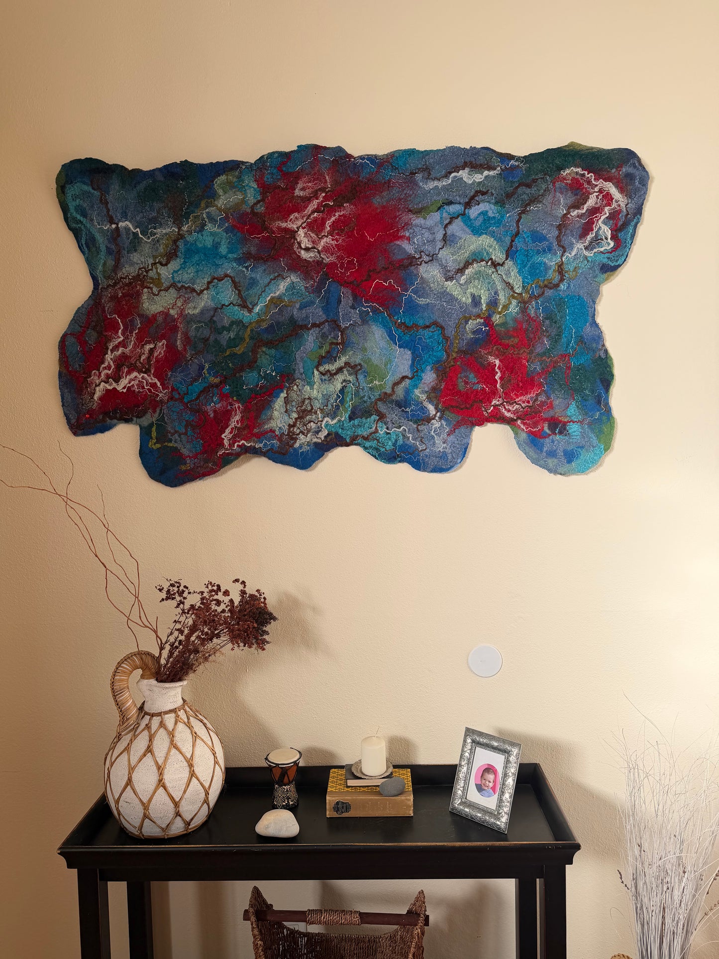 Nuno Felted Wool Wall Art: Boho Tapestry, Eco-Friendly Home Decor