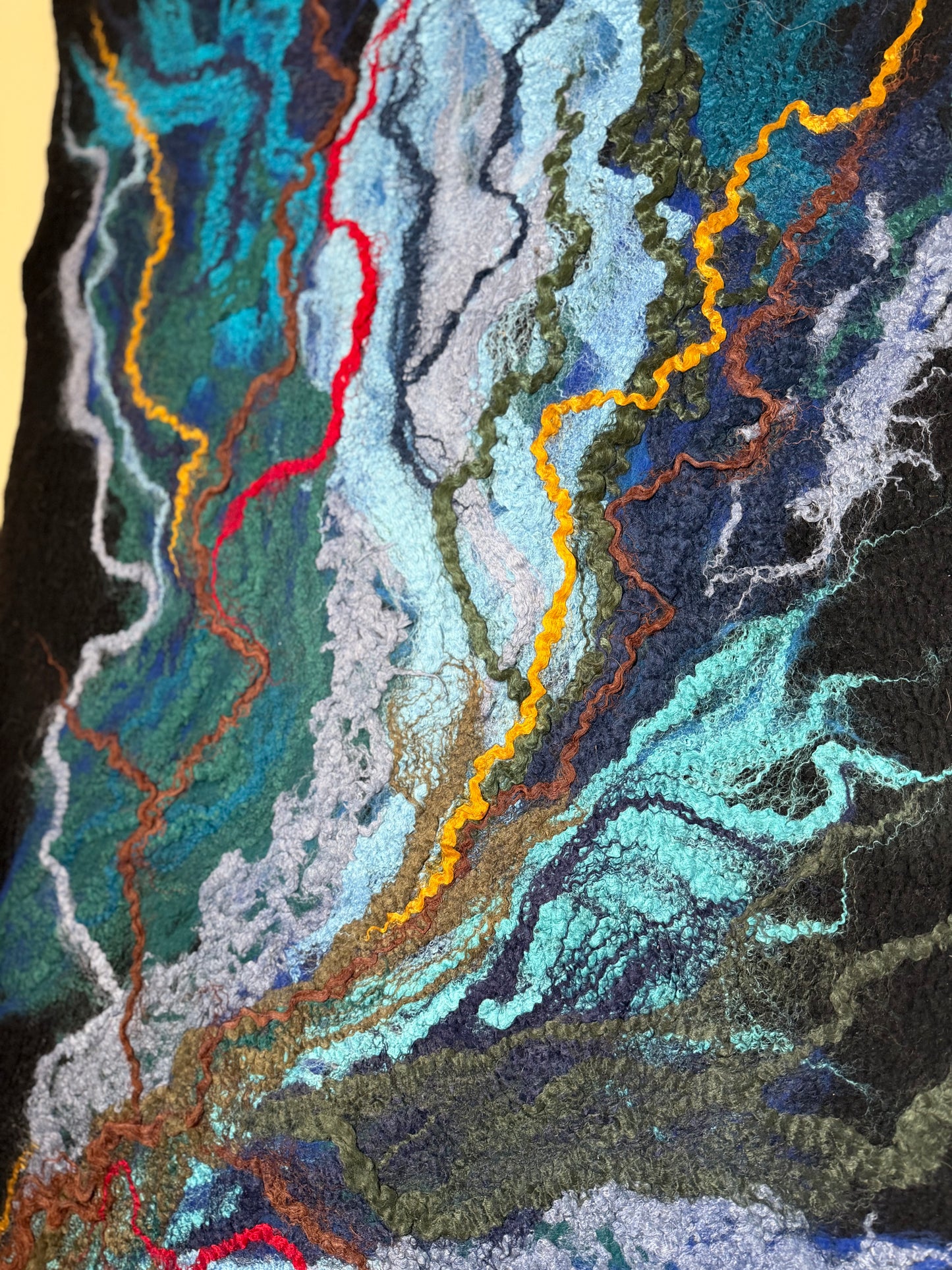 Nuno Felted Wool Wall Art: Boho Tapestry, Eco-Friendly Home Decor