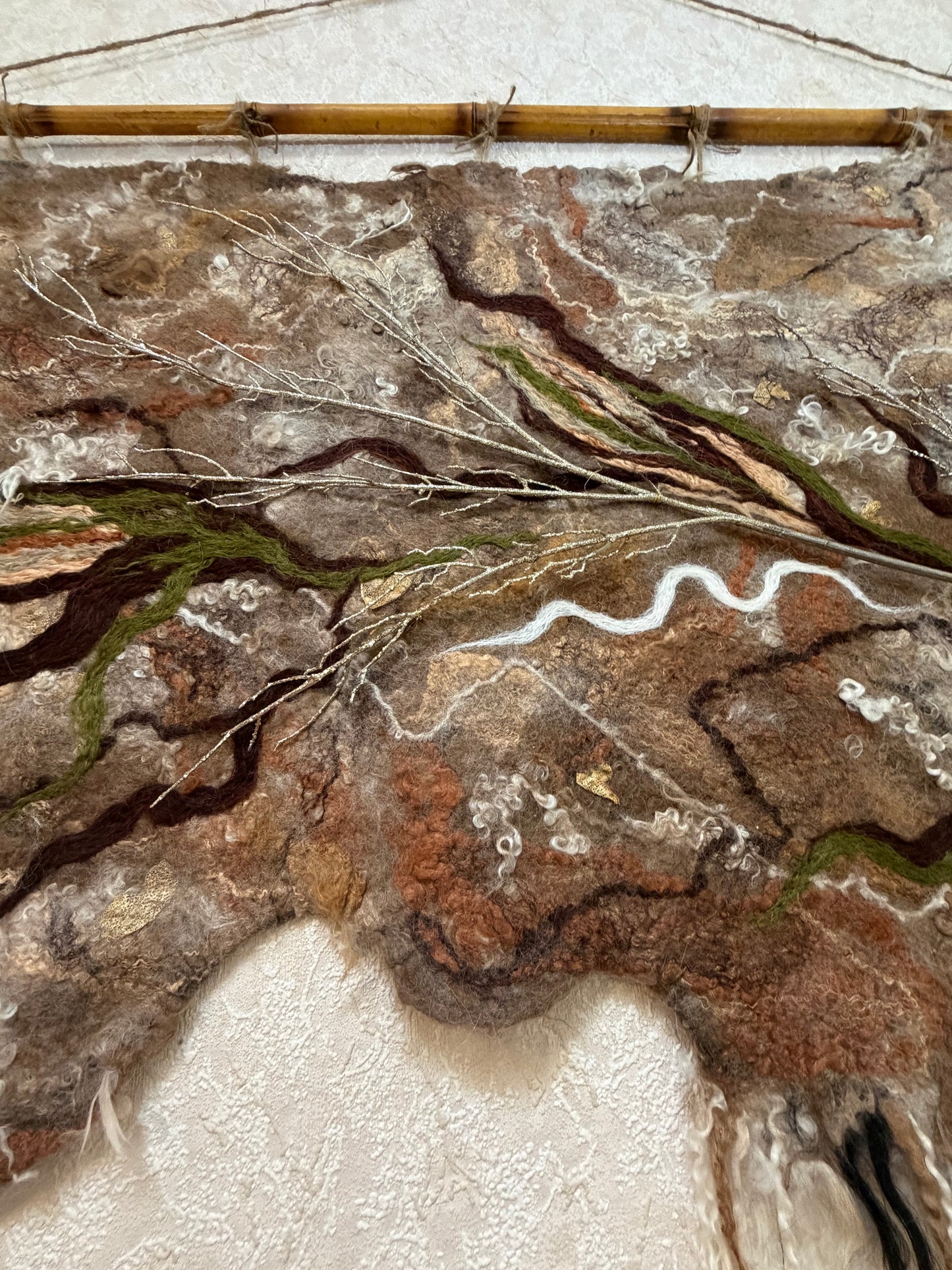 Handmade Nuno Felting Wool Wall Art Panel