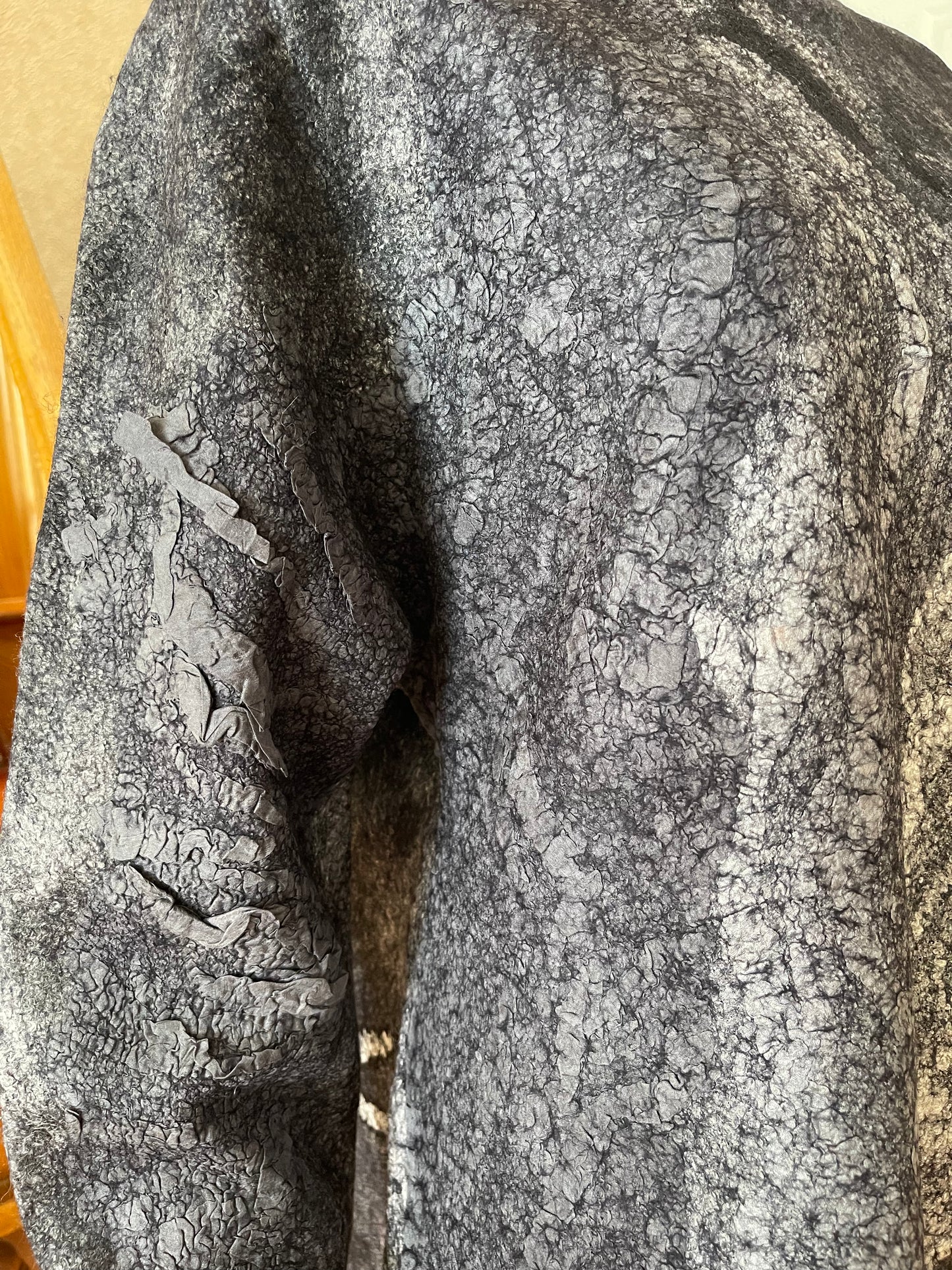 100% Natural Fibers Eco-Fashion Handmade Nuno Felted Silk Wool Eco Friendly Wearable Art Sweater Top Tunic Blouse Sweatshirt  One Size S-XL
